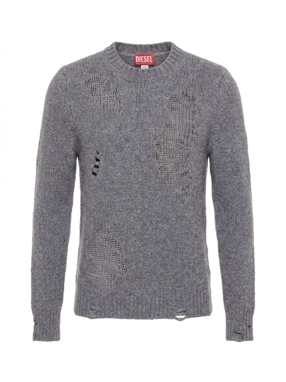 Diesel K-Norman Distressed Open Knit Wool Sweater XS